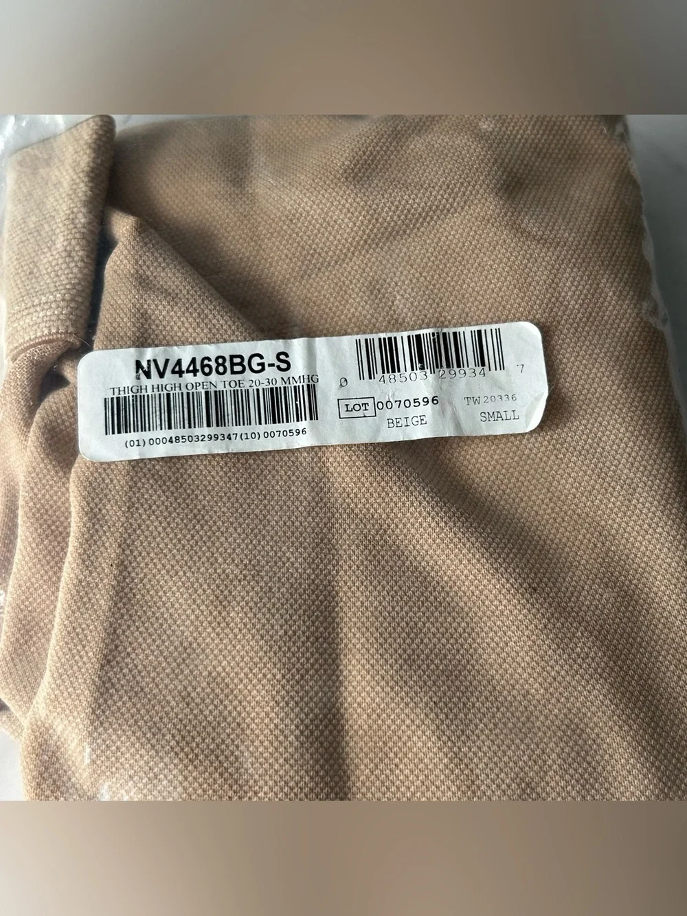 Beige Thigh High Open Toe Compression Stockings